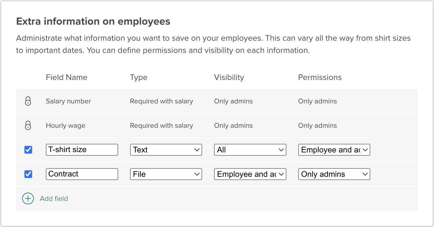 Adding extra information on employees in Smartplan