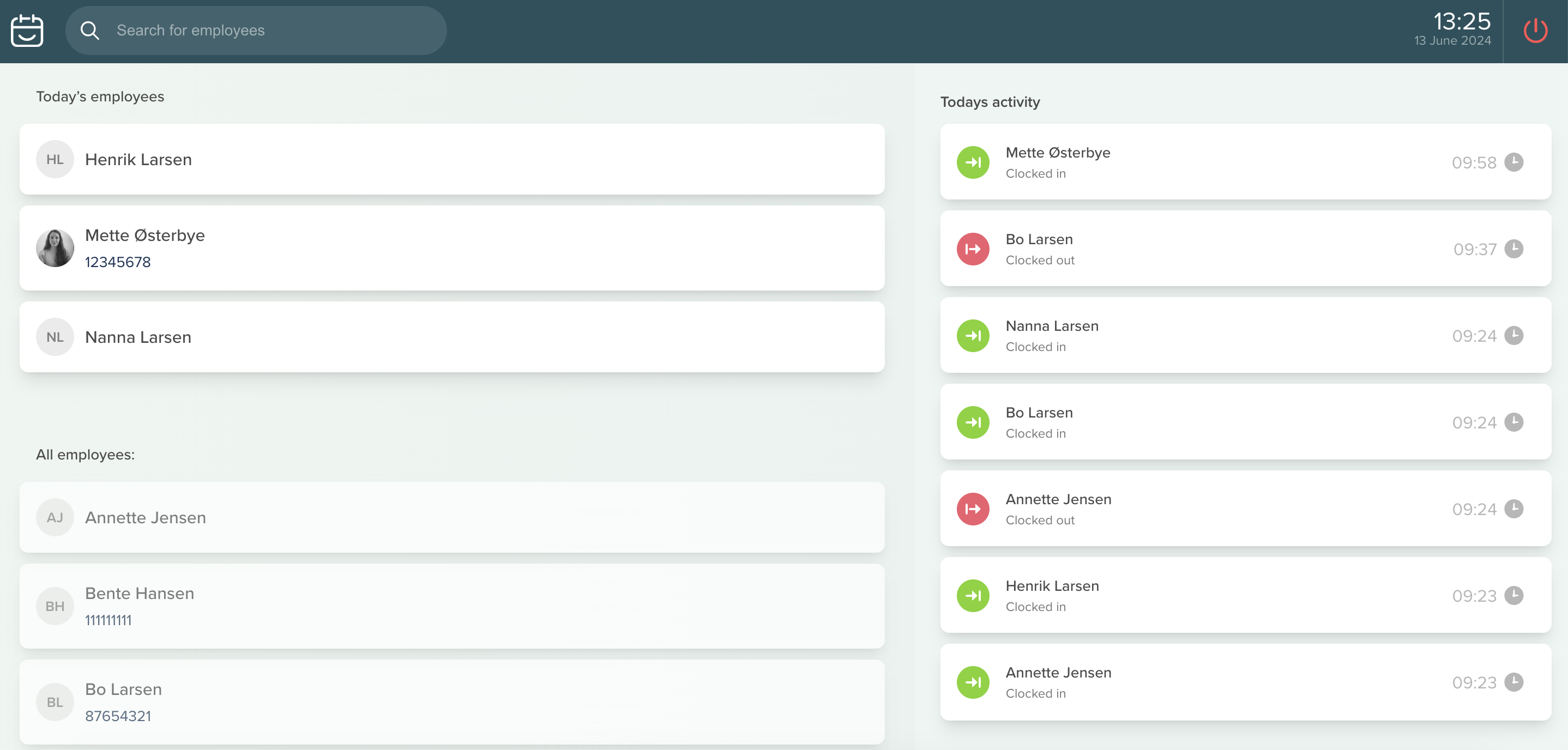 Updated punch clock in Smartplan