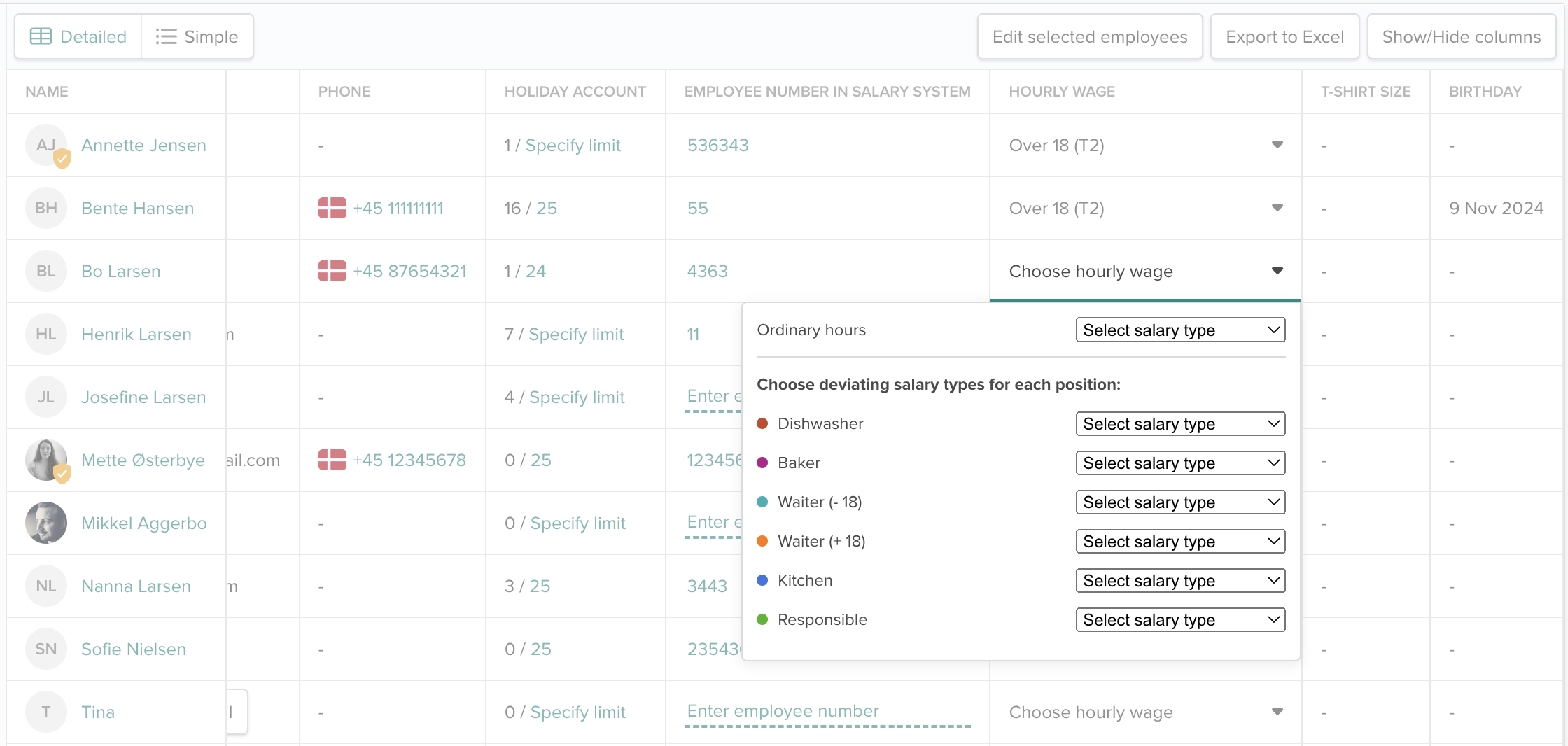 Hourly wages in Smartplan