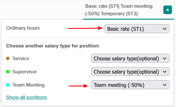 Setting up different salary types for different positions